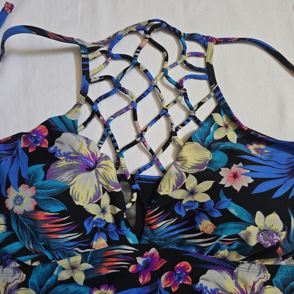 Women's Plus 3XL One Piece Bikini Swimsuit Halter Padded Floral Bathing Tropical - Picture 2 of 7